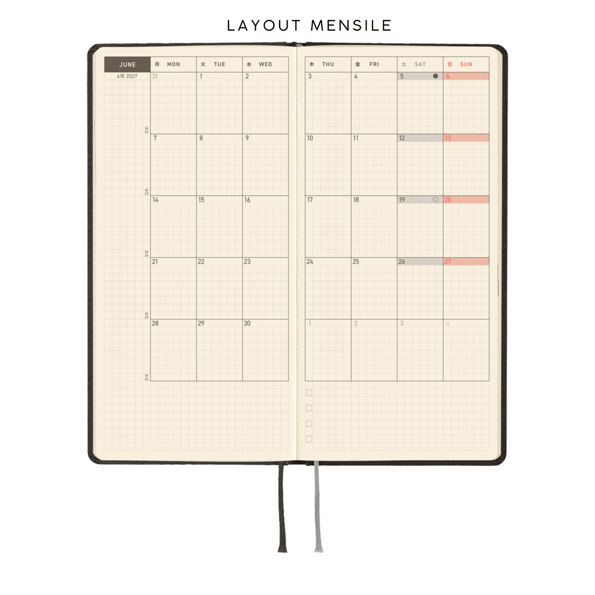 Hobonichi Agenda Hobonichi Weeks 2027 - Paper Series Black