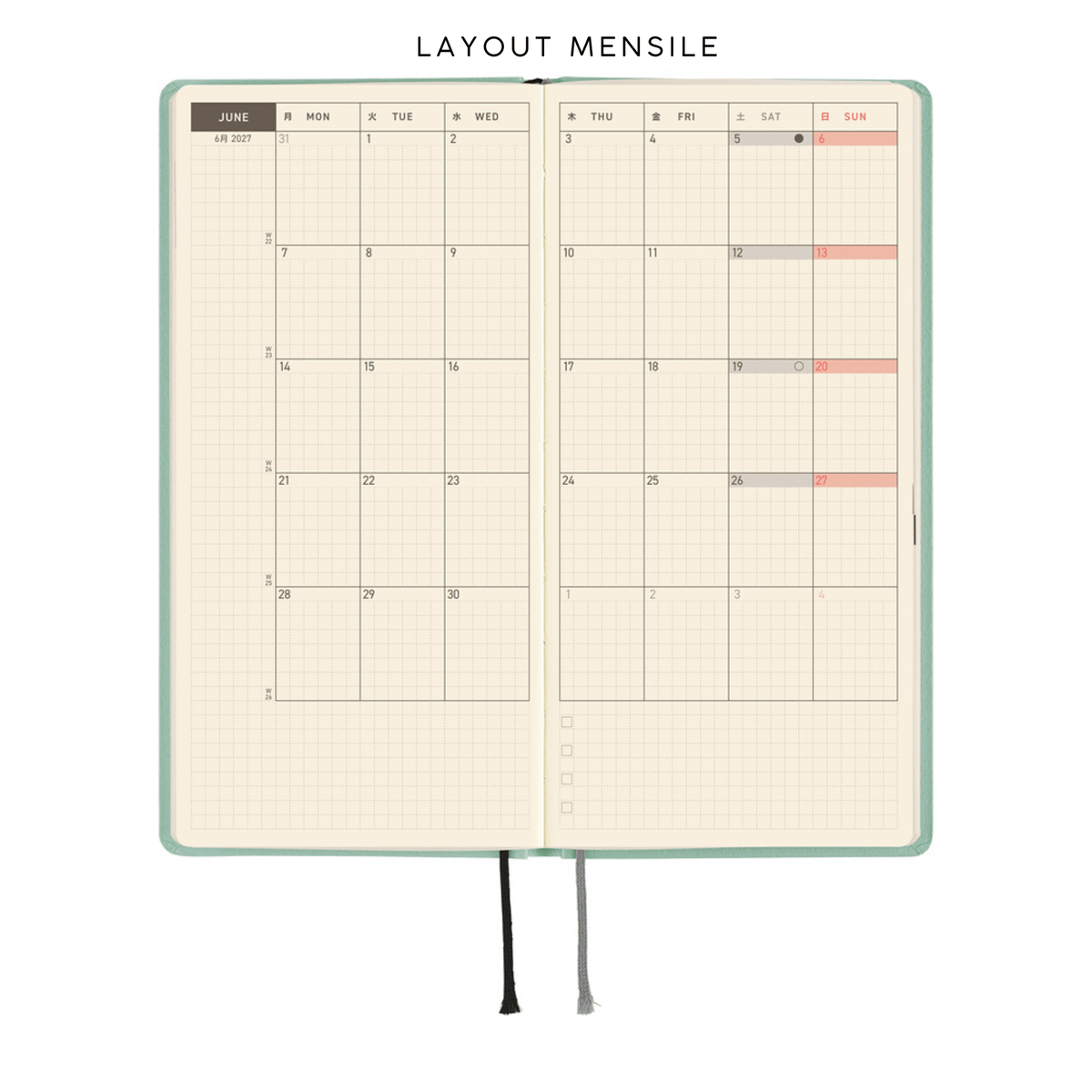 Hobonichi Agenda Hobonichi Weeks 2027 - Paper Series Frosty Jade