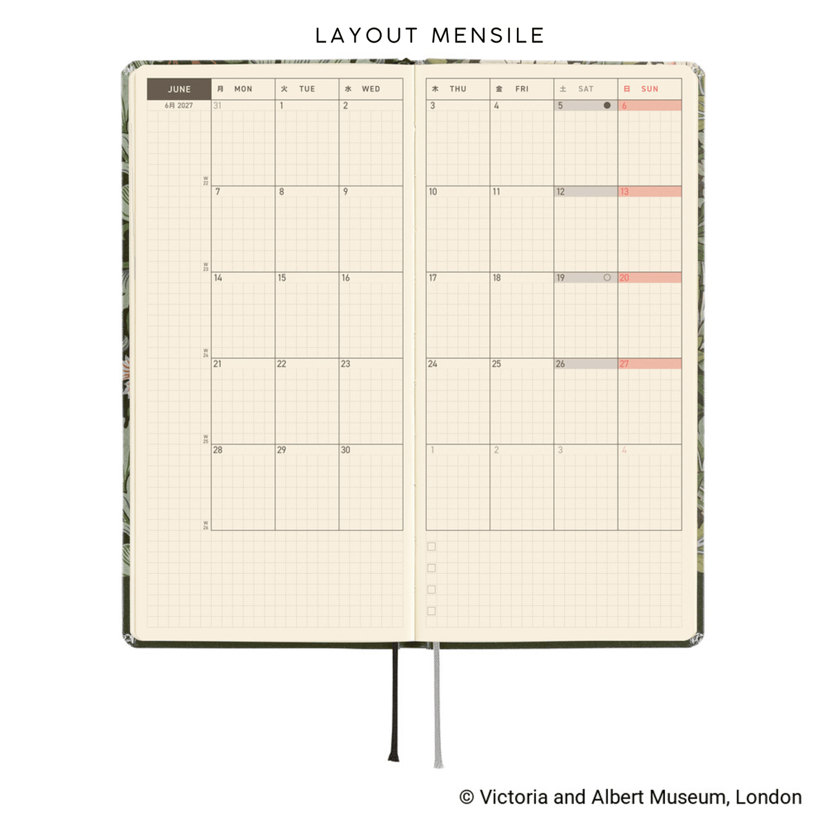 Hobonichi Agenda Hobonichi Weeks 2027 - V&A Leicester