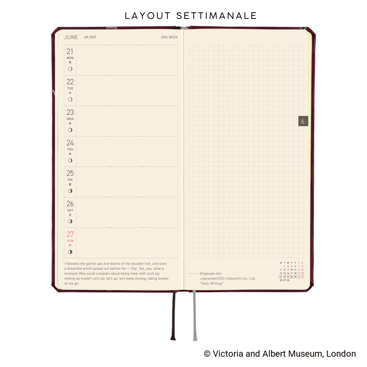 Hobonichi Agenda Hobonichi Weeks 2027 - V&A Welcome to the V&A