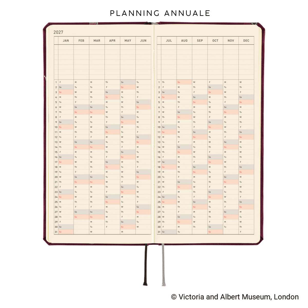 Hobonichi Agenda Hobonichi Weeks 2027 - V&A Welcome to the V&A