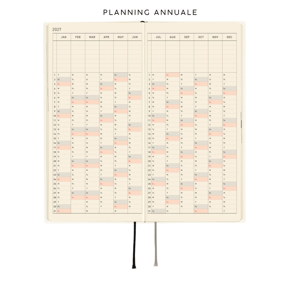 Hobonichi Agenda Hobonichi Weeks 2027 - White Line Ivory
