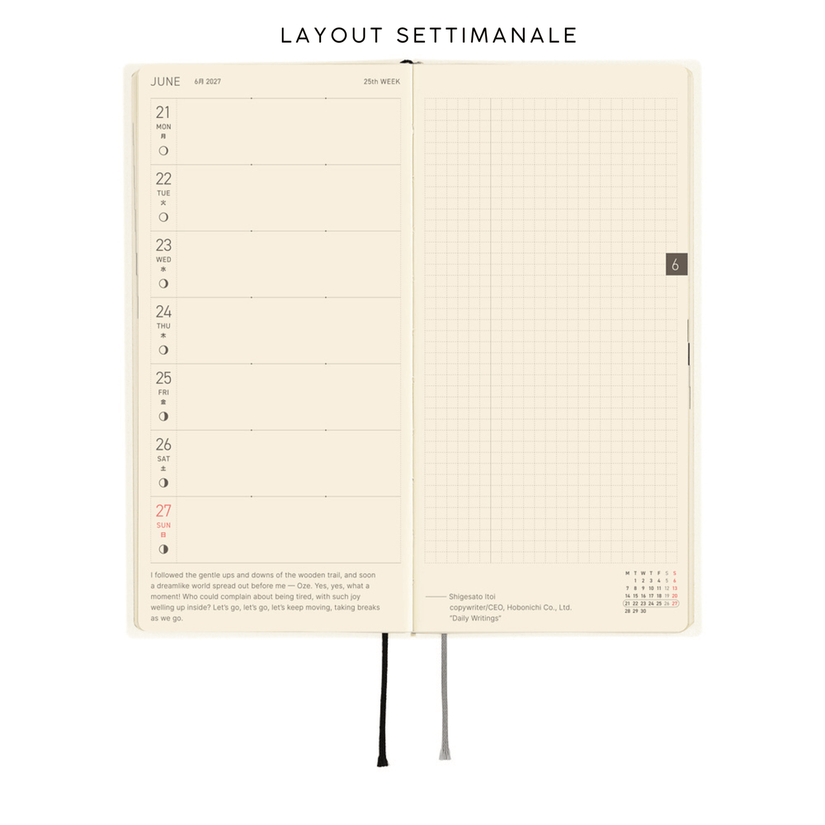 Hobonichi Agenda Hobonichi Weeks 2027 - White Line Ivory