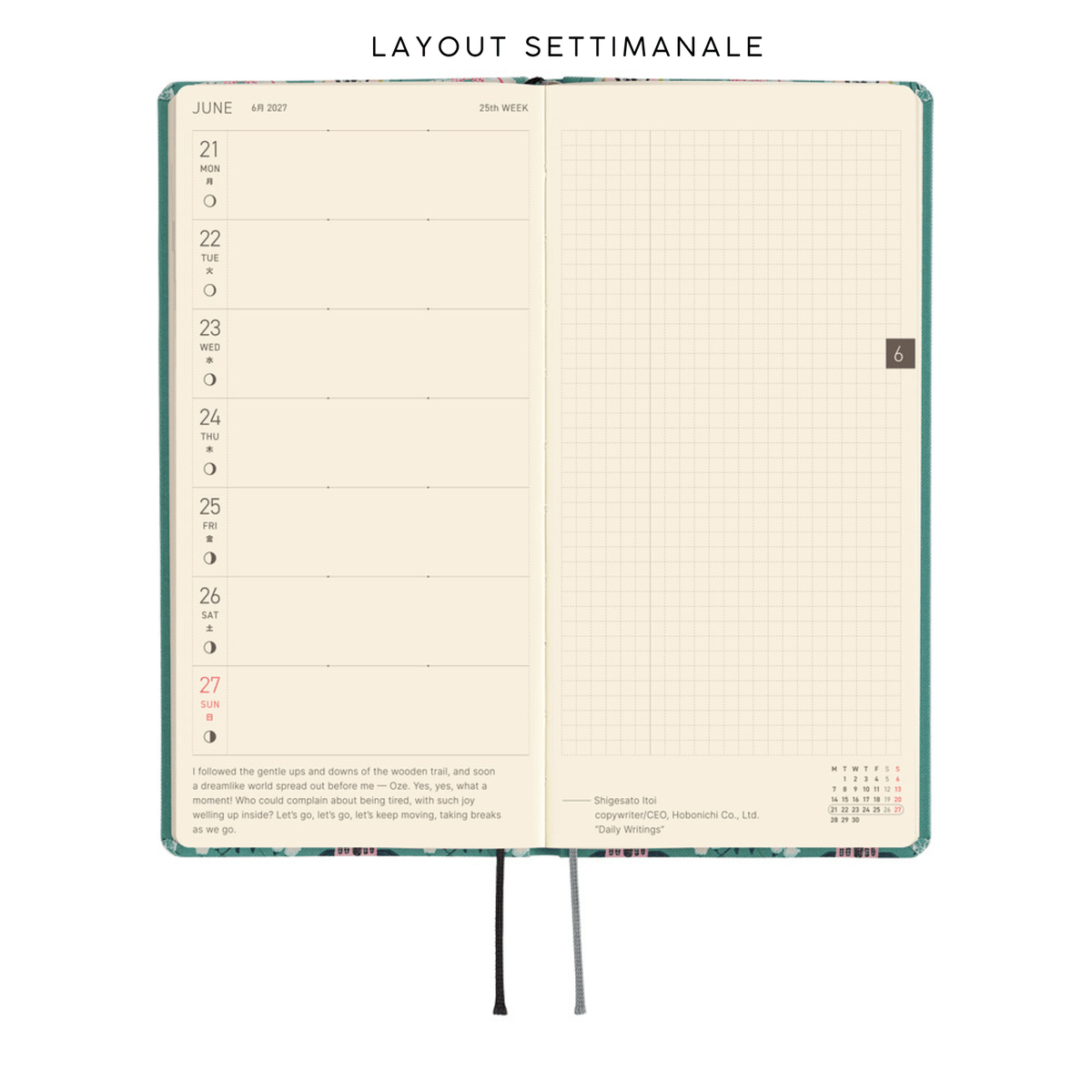 Hobonichi Agenda Hobonichi Weeks 2027 - Yumi Kitagishi White Cat Wallpaper