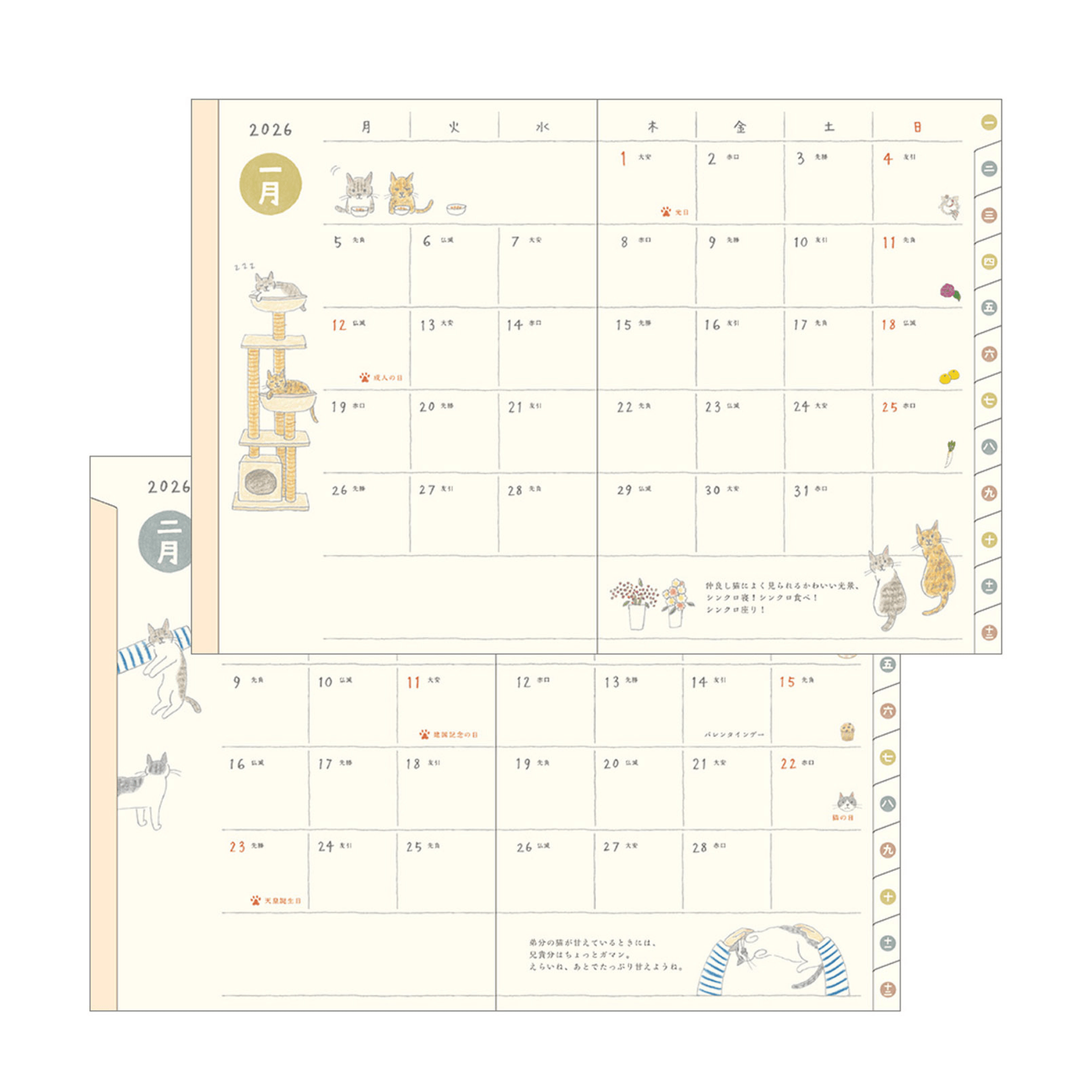Midori Agenda Pocket Diary A6 - Cat 2026