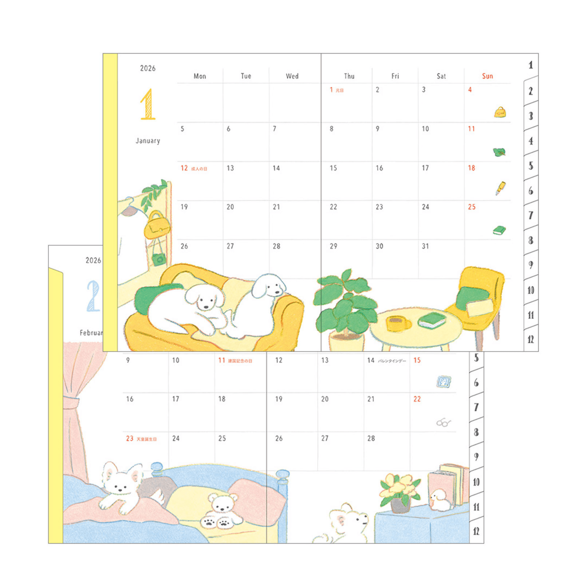 Midori Agenda Pocket Diary A6 - Dog 2026