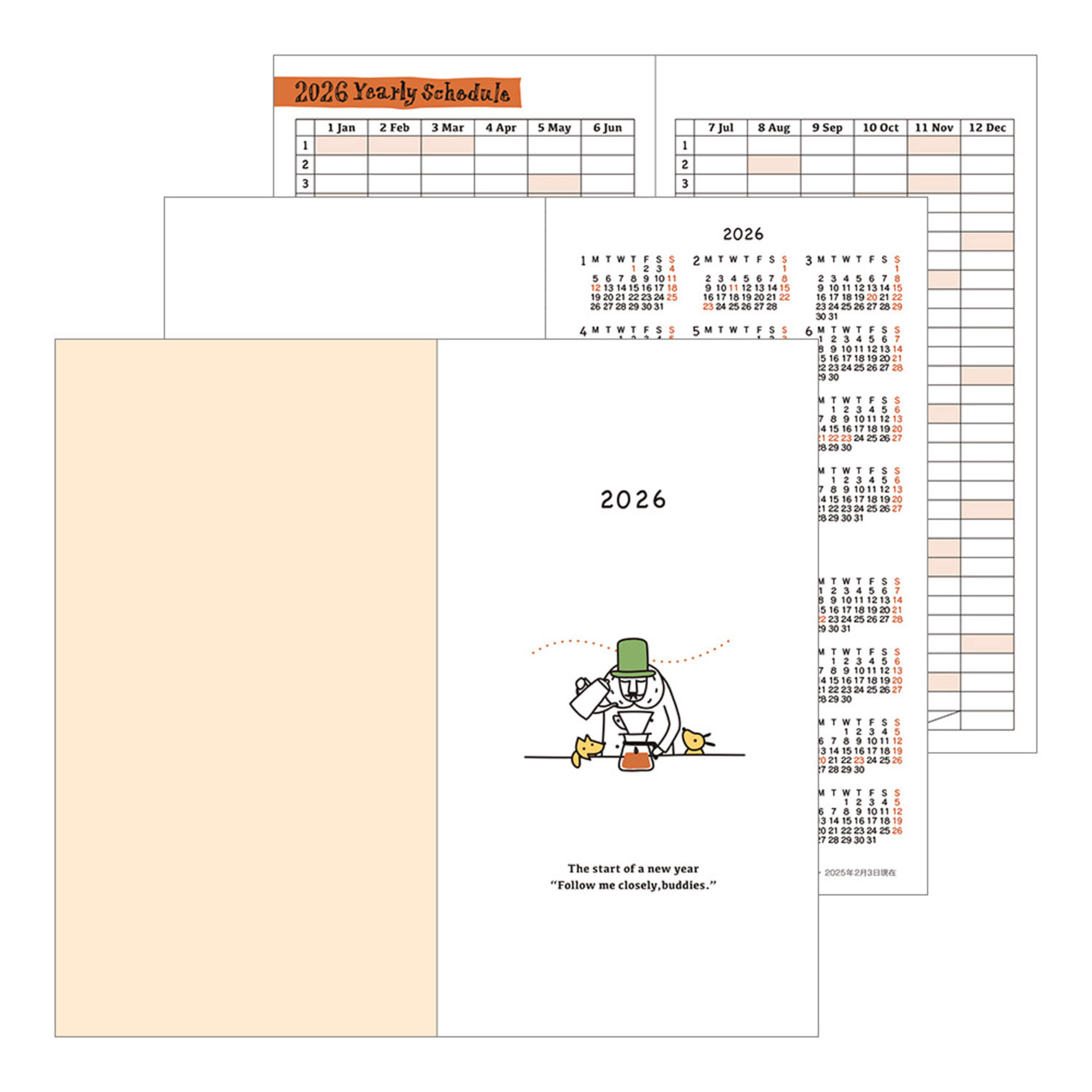 Midori Agenda Pocket Diary Slim - Ojisan 2026