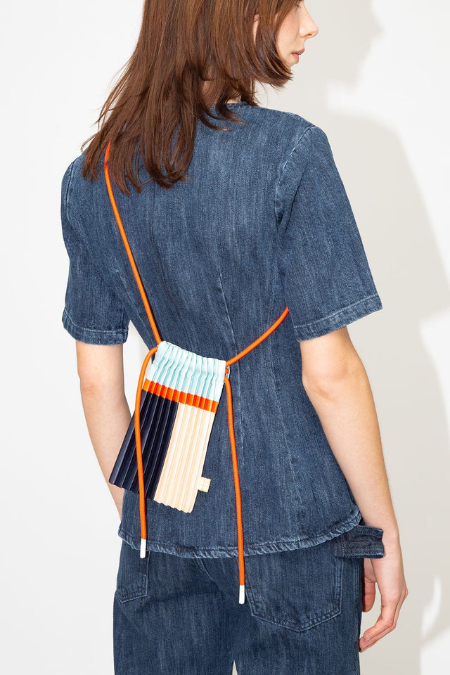 Multitudes Bags Mini bag plissettata in raso Blue