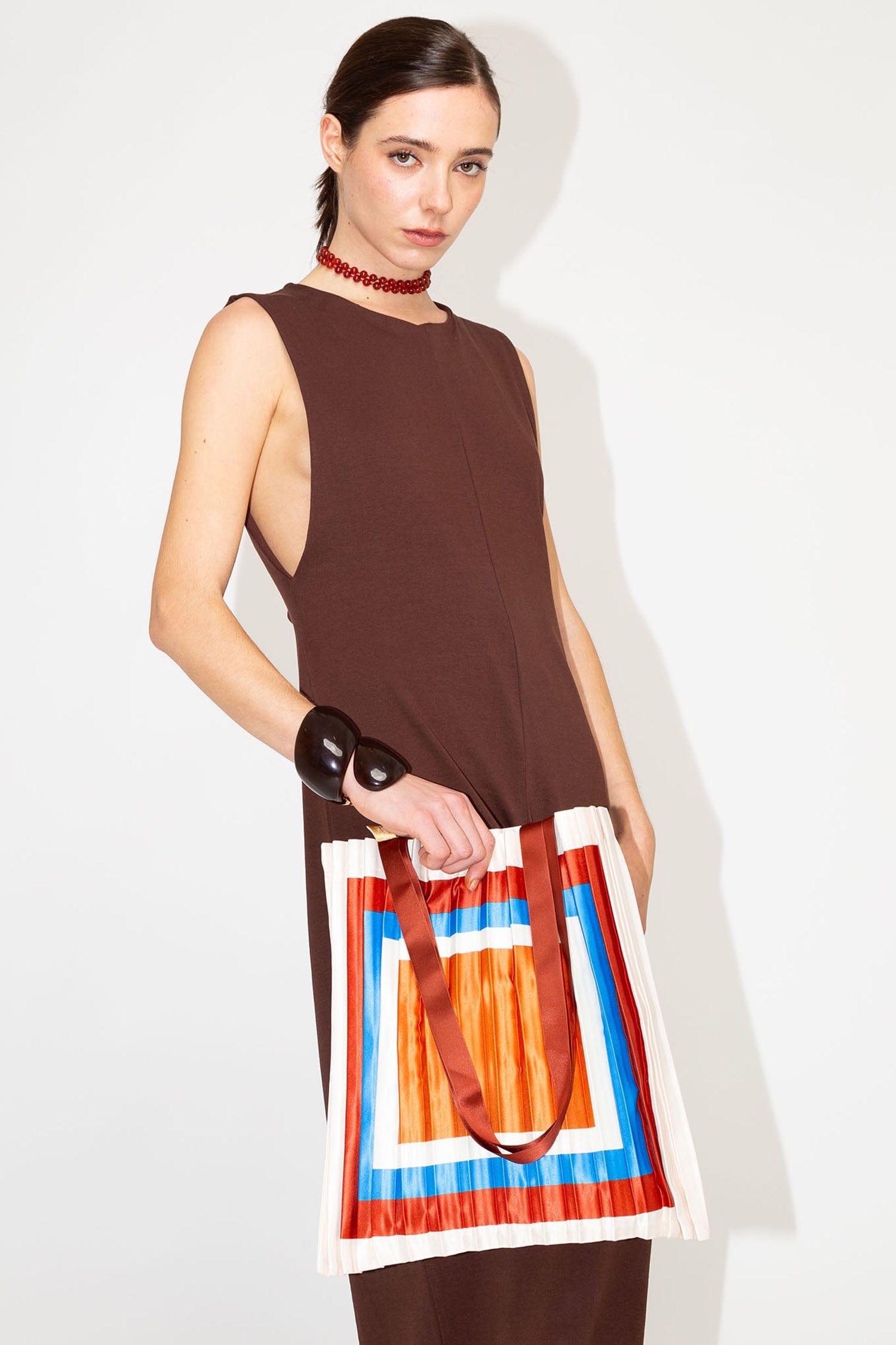 Multitudes Bags Tote bag plissettata in raso Cervo