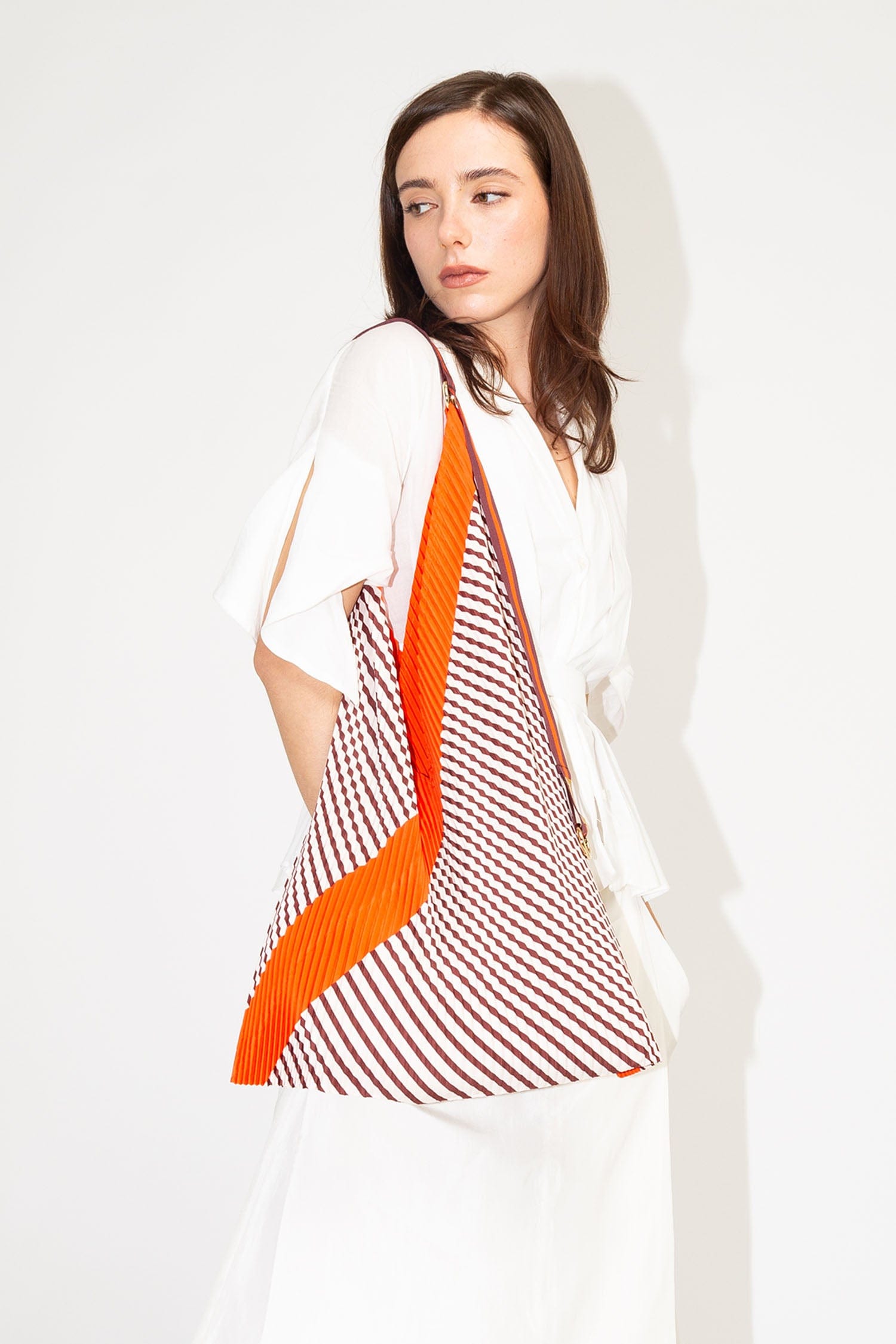 Multitudes Bags Y bag plissettata in raso Francesca Red