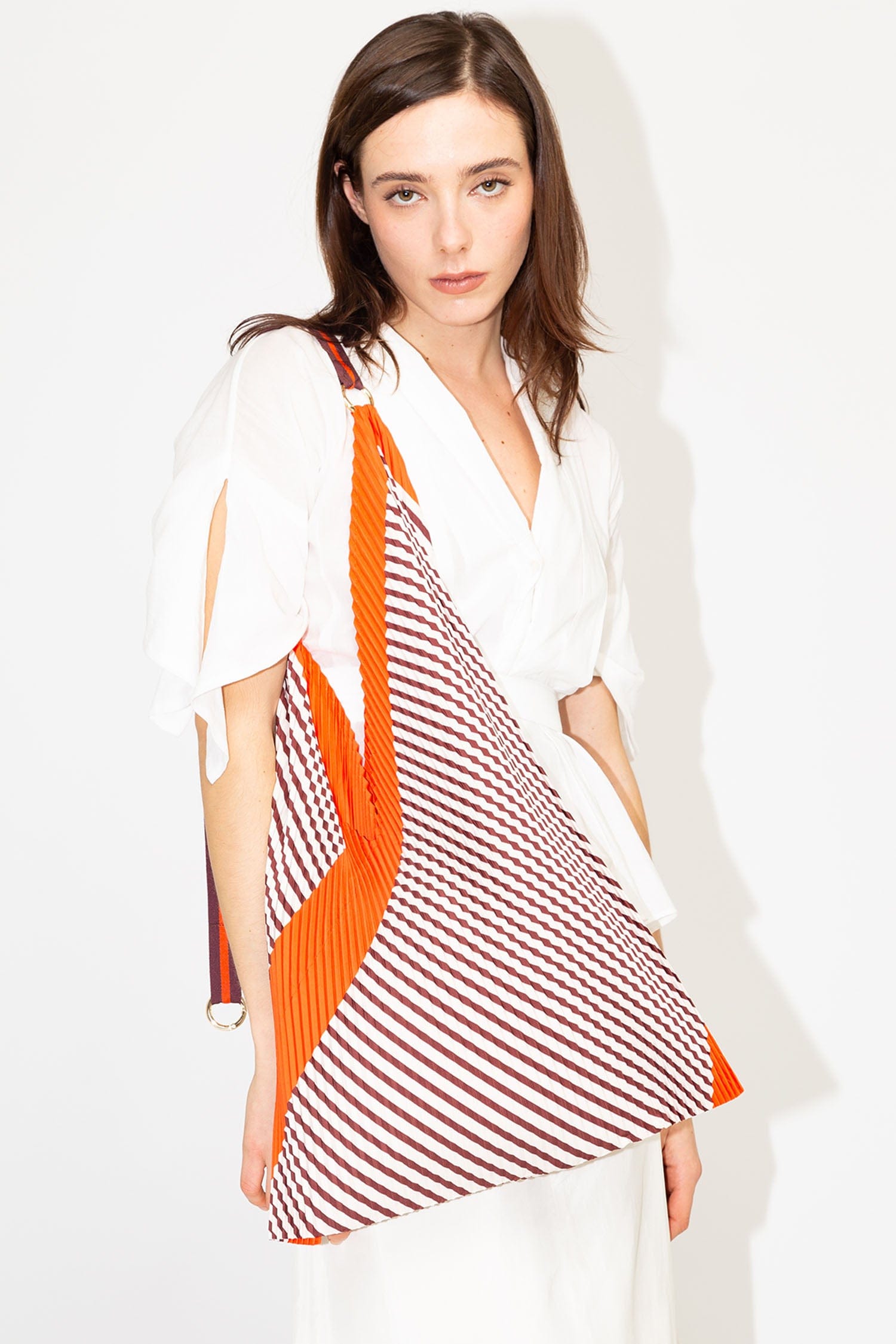 Multitudes Bags Y bag plissettata in raso Francesca Red