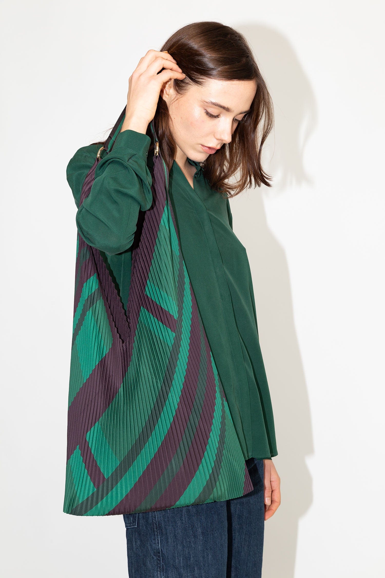 Multitudes Bags Y bag plissettata in raso Ornella