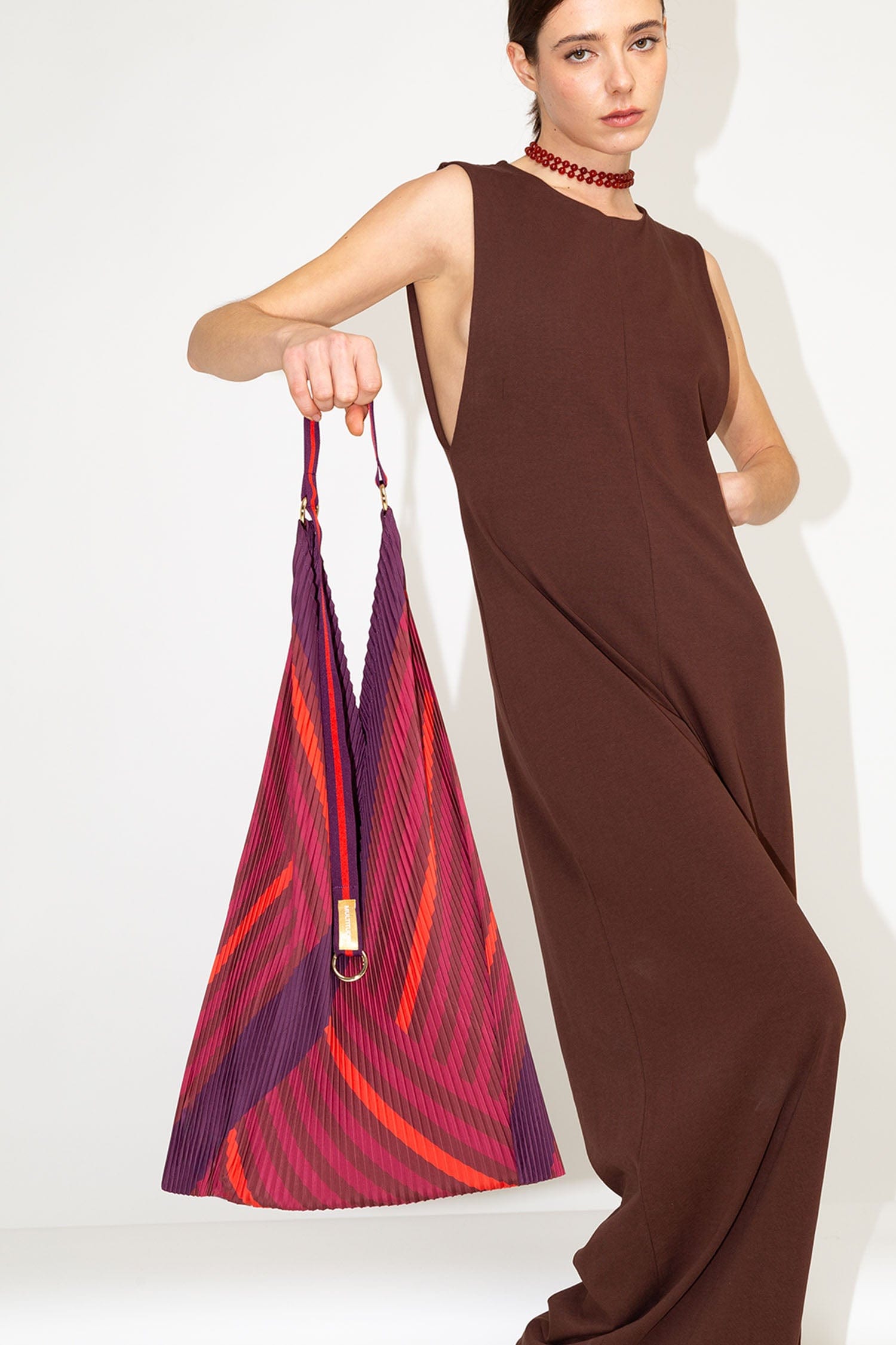 Multitudes Bags Y bag plissettata in raso Stefania