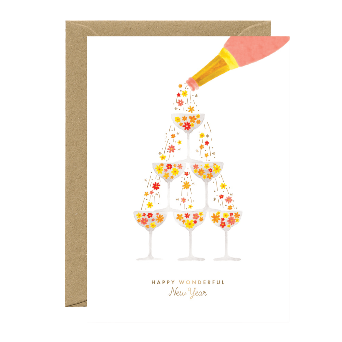 All The Way To Say Biglietto Biglietto Flower Champagne - New Year