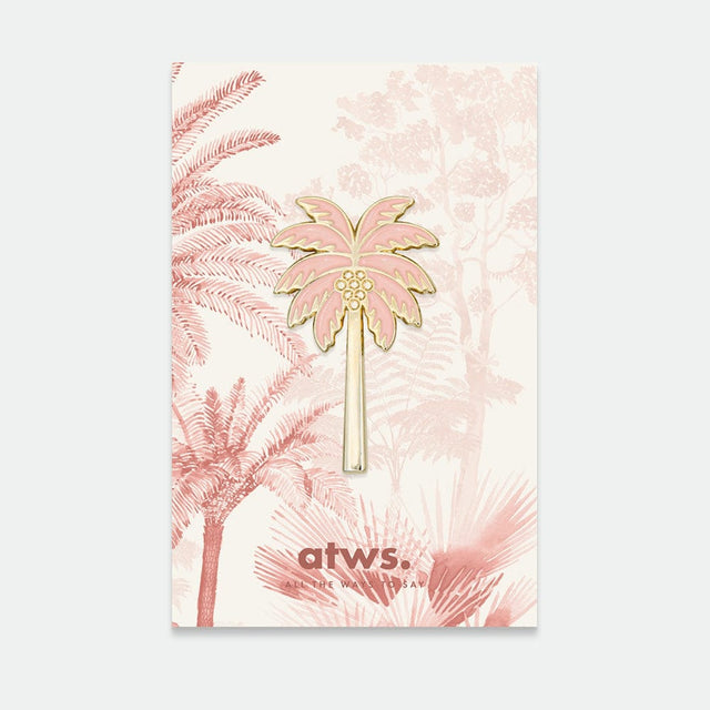All The Way To Say Bijoux Spilla Pink Palm Tree