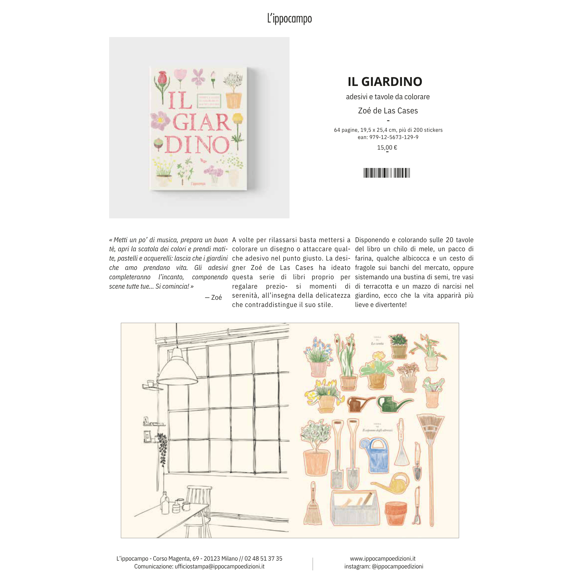L'Ippocampo Book Il Giardino - Sticker & Coloring Book