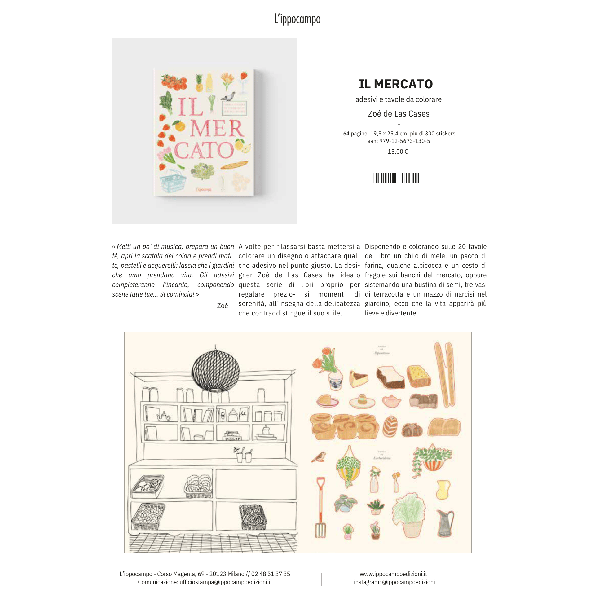 L'Ippocampo Book Il Mercato - Sticker & Coloring Book
