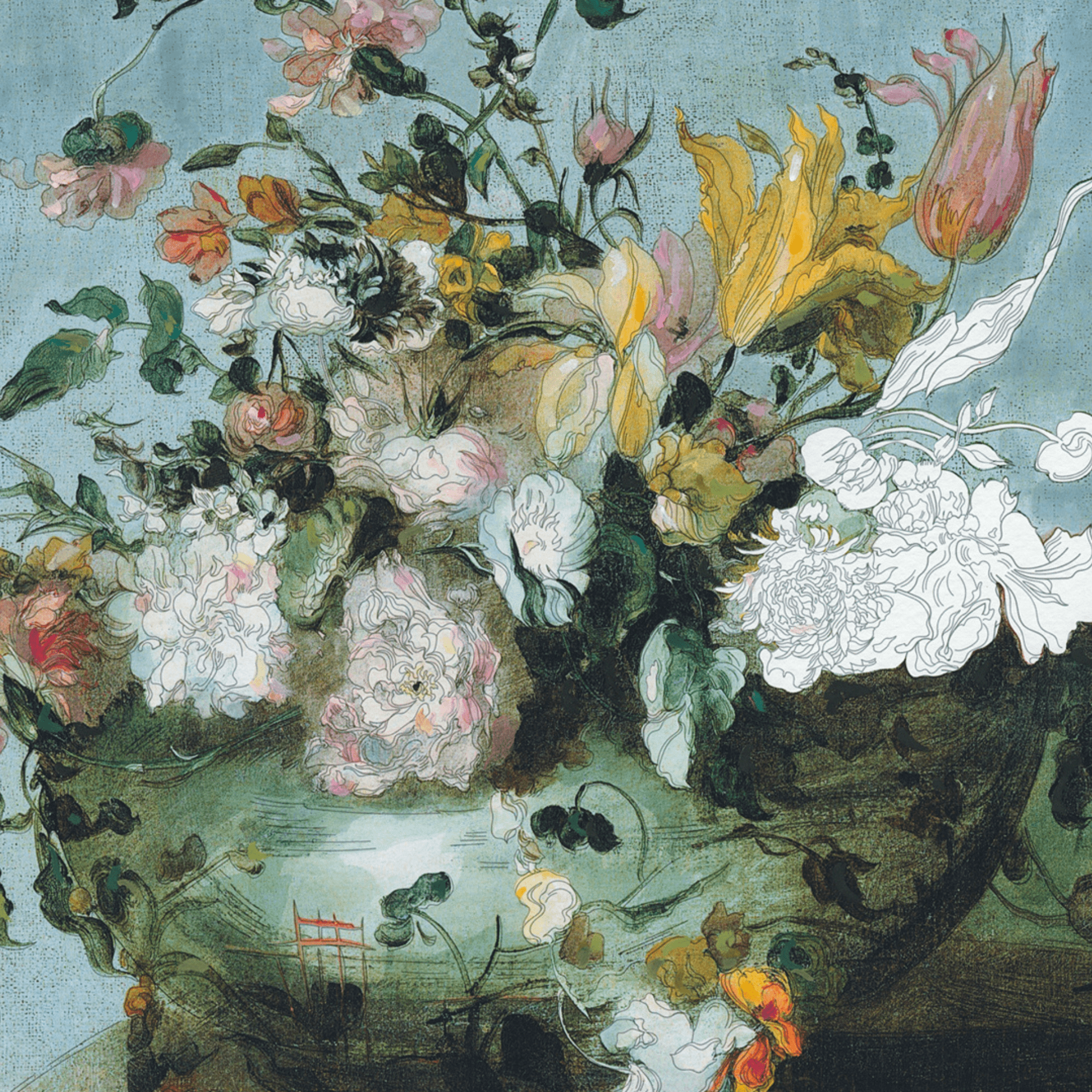 Pepin Press Book Watercolor Postcard Book Floral Images