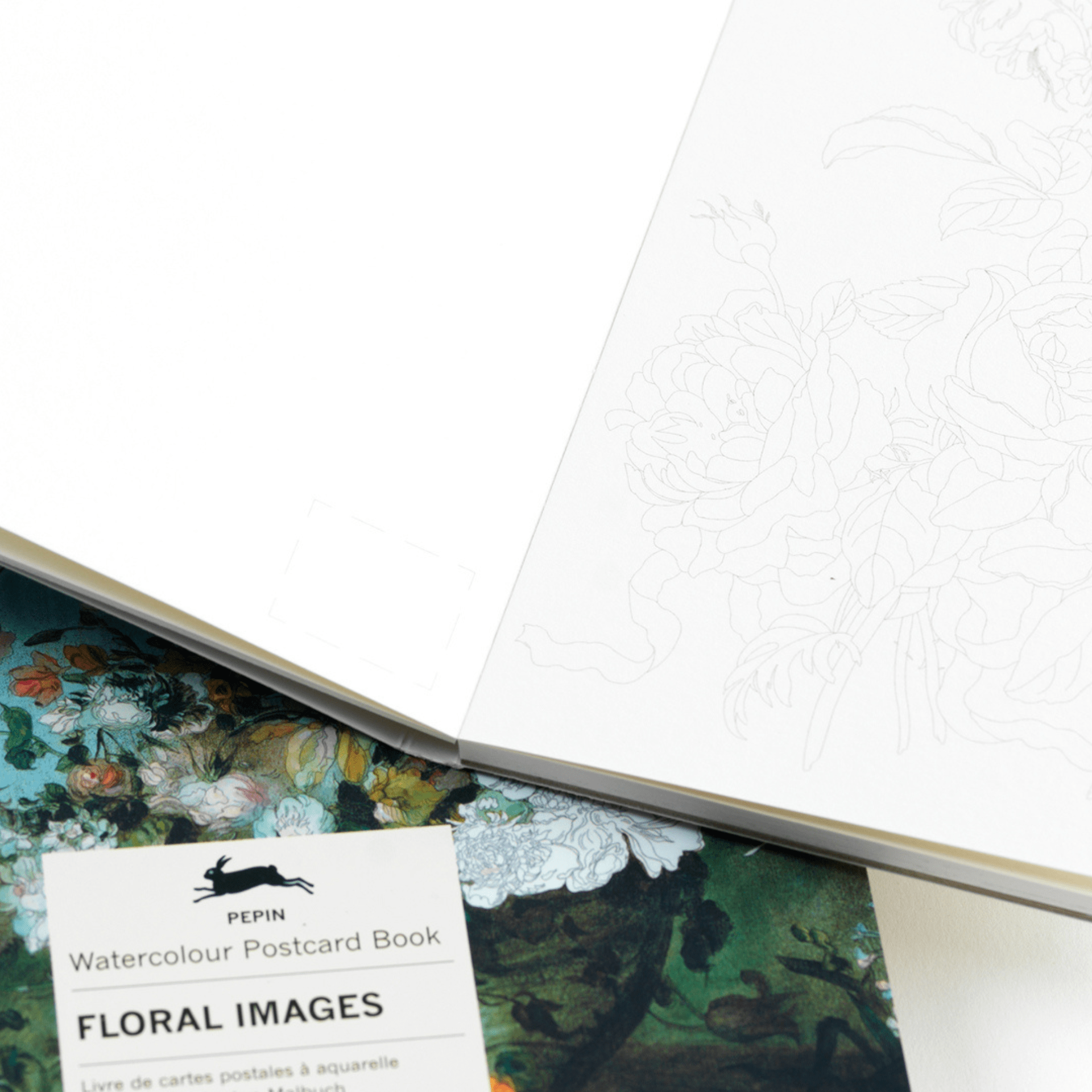 Pepin Press Book Watercolor Postcard Book Floral Images