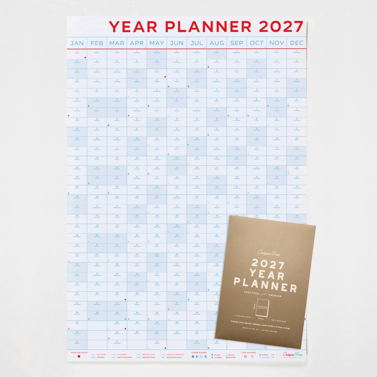 Crispin Finn calendari 2027 Year Planner - Portrait View
