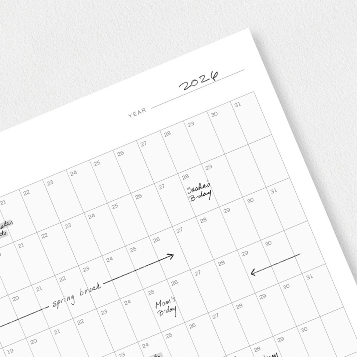 Appointed calendari Undated Wall Calendar