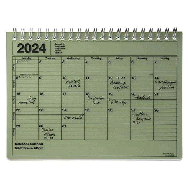 Mark's Tokyo calendario Notebook Calendar 2024 Large - Green