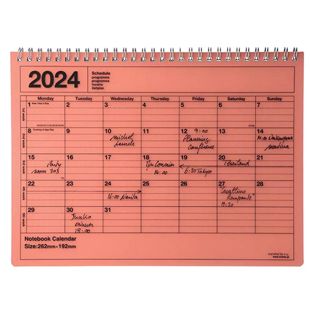 Mark's Tokyo calendario Notebook Calendar 2024 Large - Orange