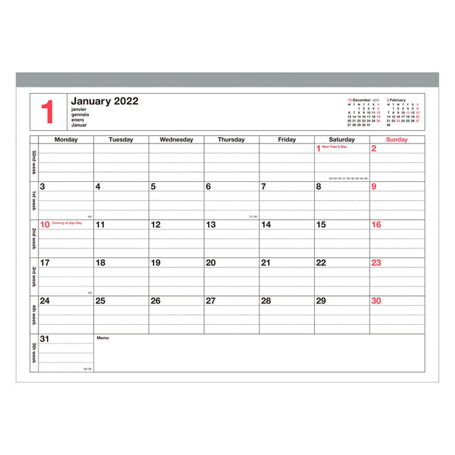 Mark's Tokyo calendario Notebook Calendar 2024 Large - Pink