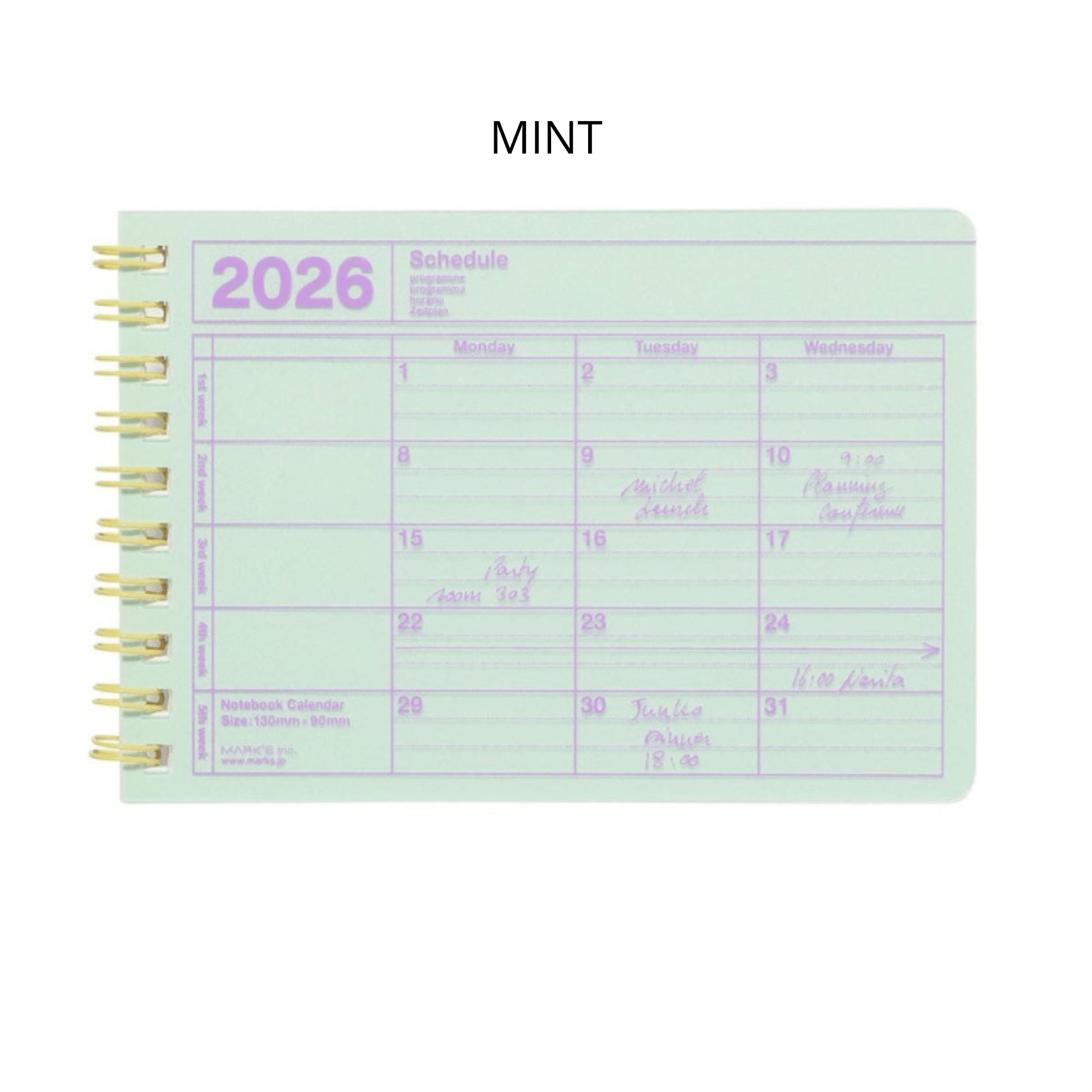 Mark's Tokyo calendario Notebook Calendar 2026 XS