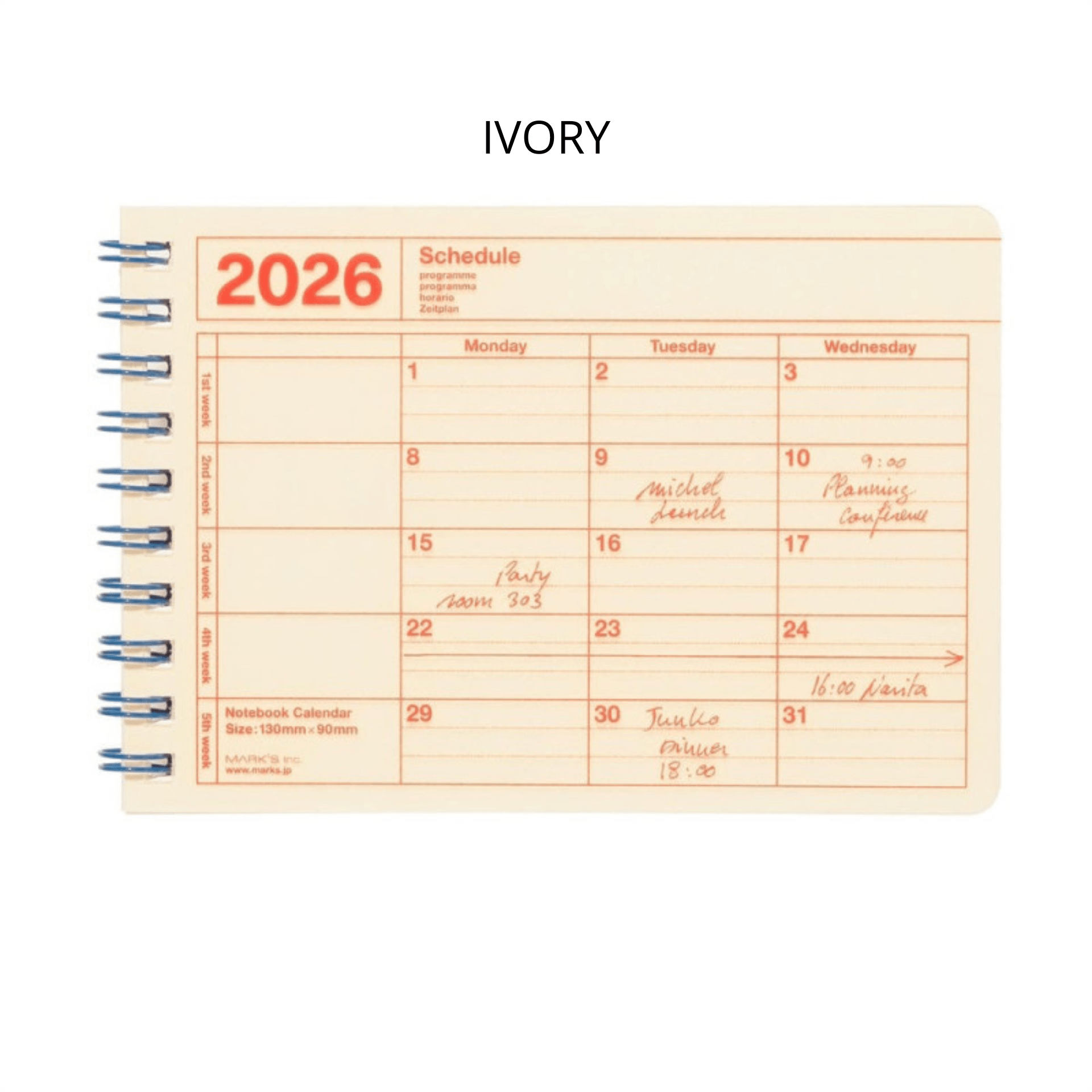 Mark's Tokyo calendario Notebook Calendar 2026 XS