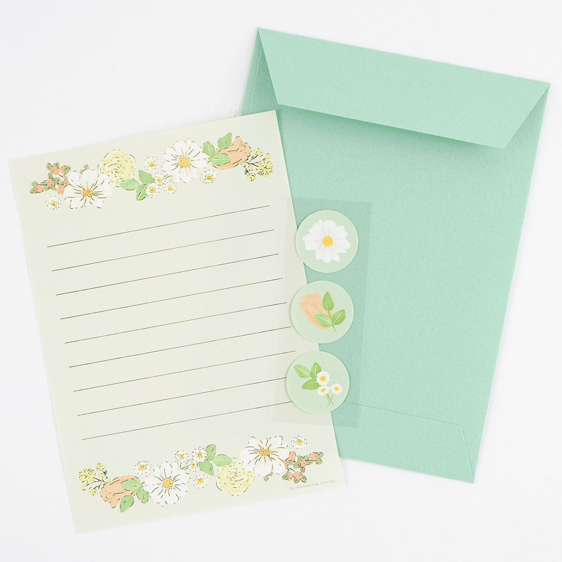 Midori Carte da lettere FLOWER Set carta da lettere Greeting Life