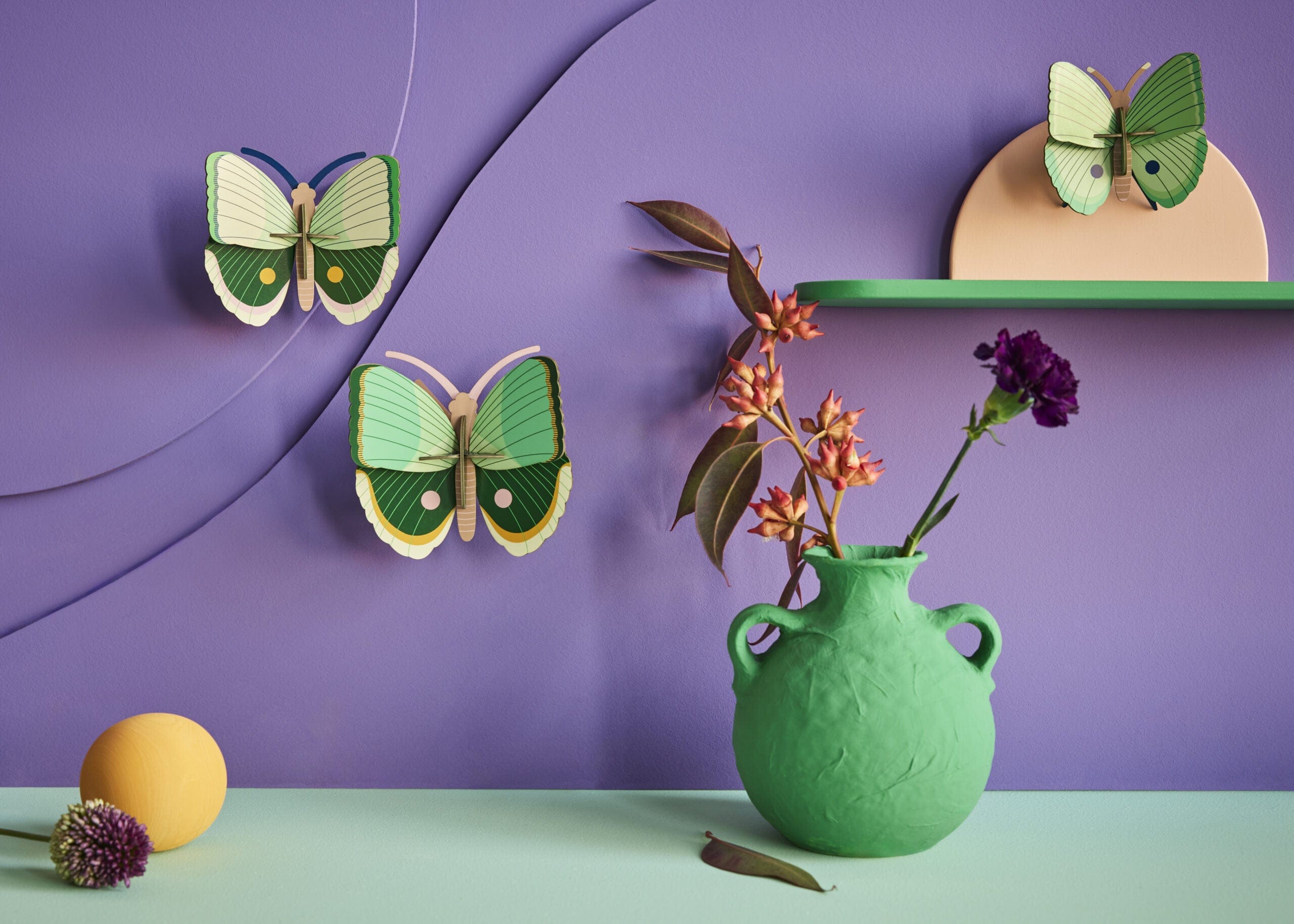 Studio Roof Decorazione parete Fern Striped Butterflies set