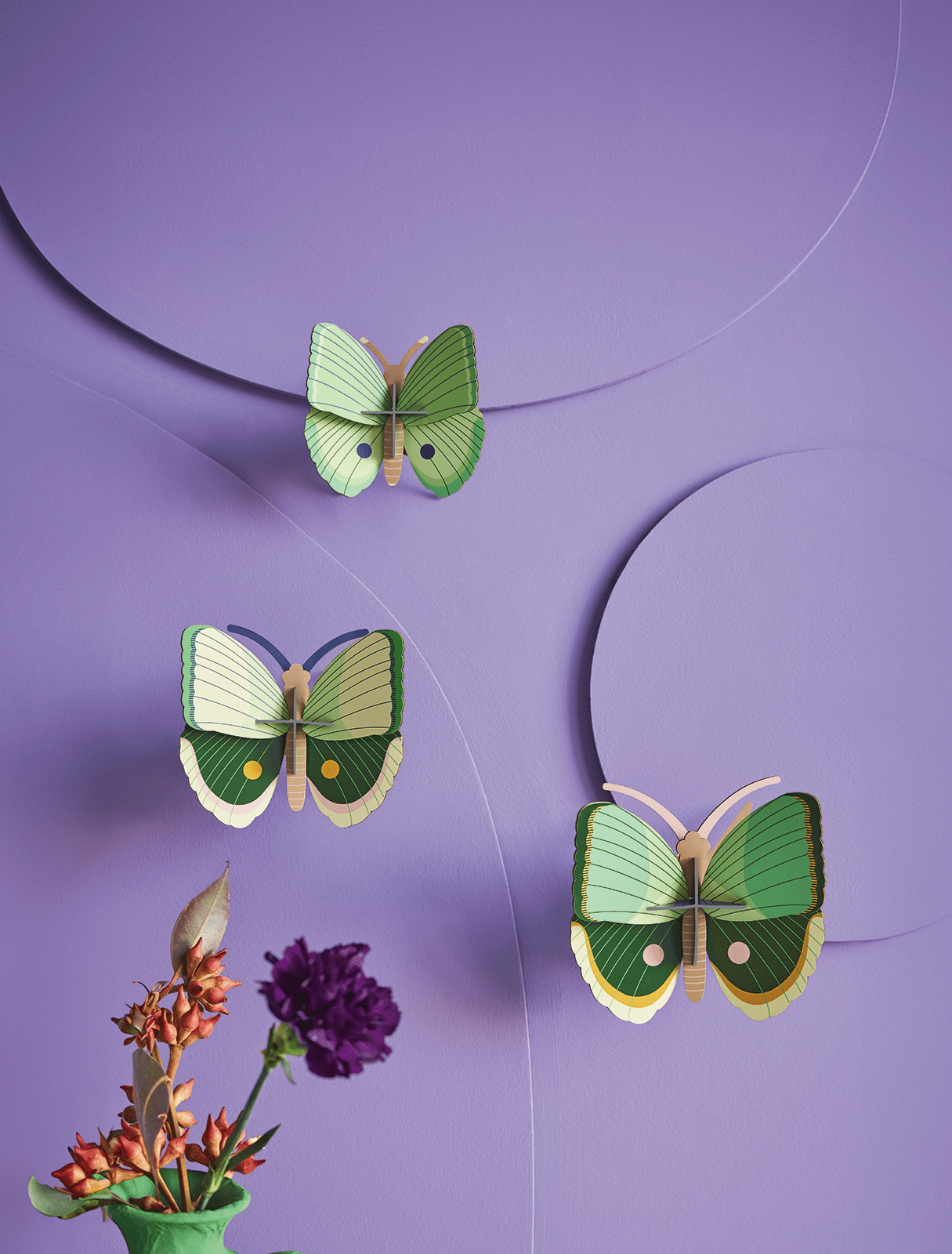 Studio Roof Decorazione parete Fern Striped Butterflies set