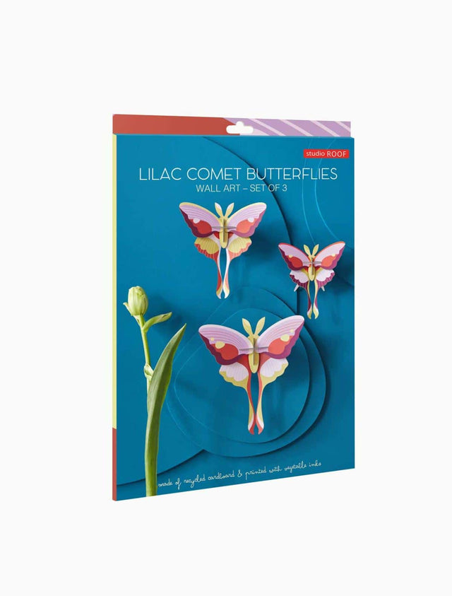 Studio Roof Decorazione parete Lilac Comet Butterflies set da 3