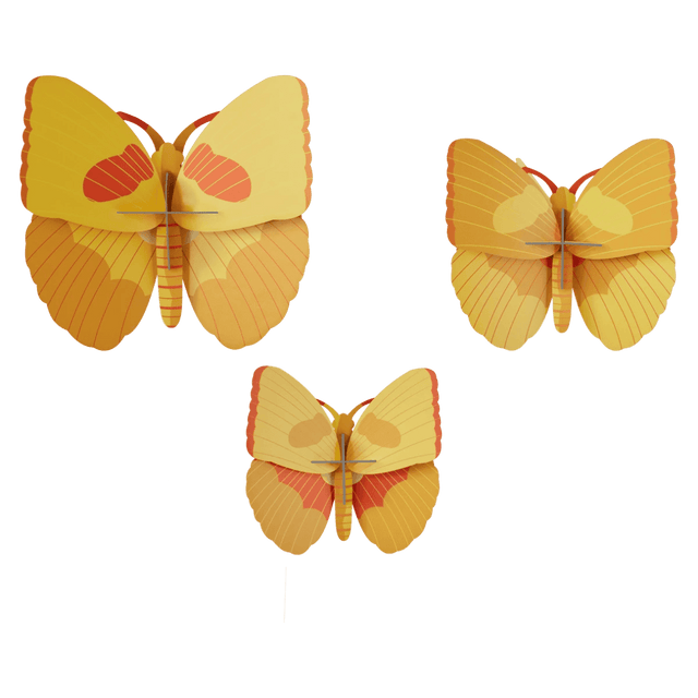 Studio Roof Decorazione parete Yellow Butterflies set da 3