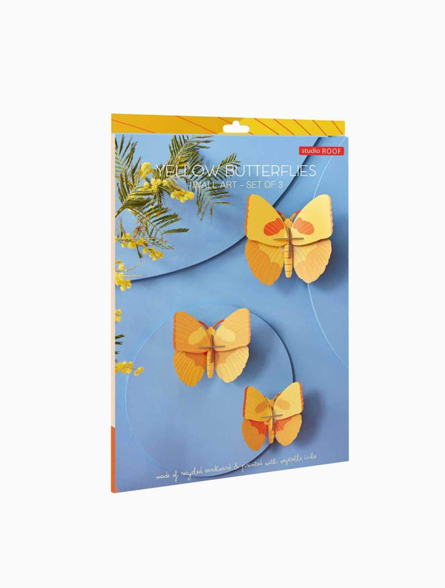 Studio Roof Decorazione parete Yellow Butterflies set da 3