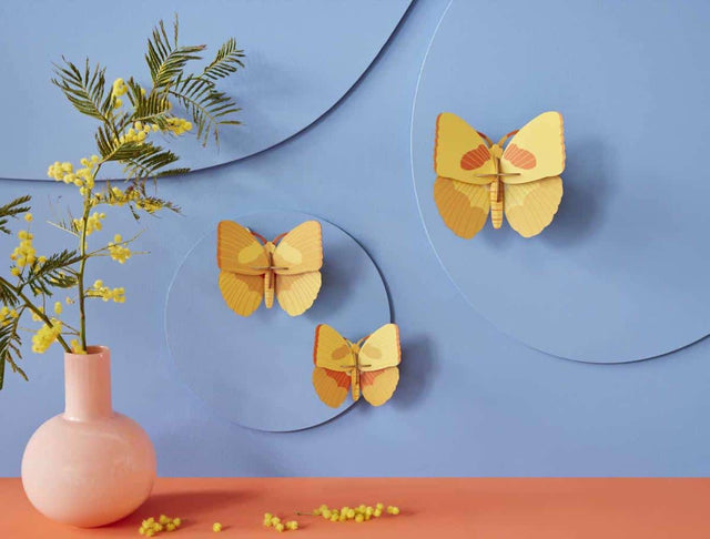 Studio Roof Decorazione parete Yellow Butterflies set da 3