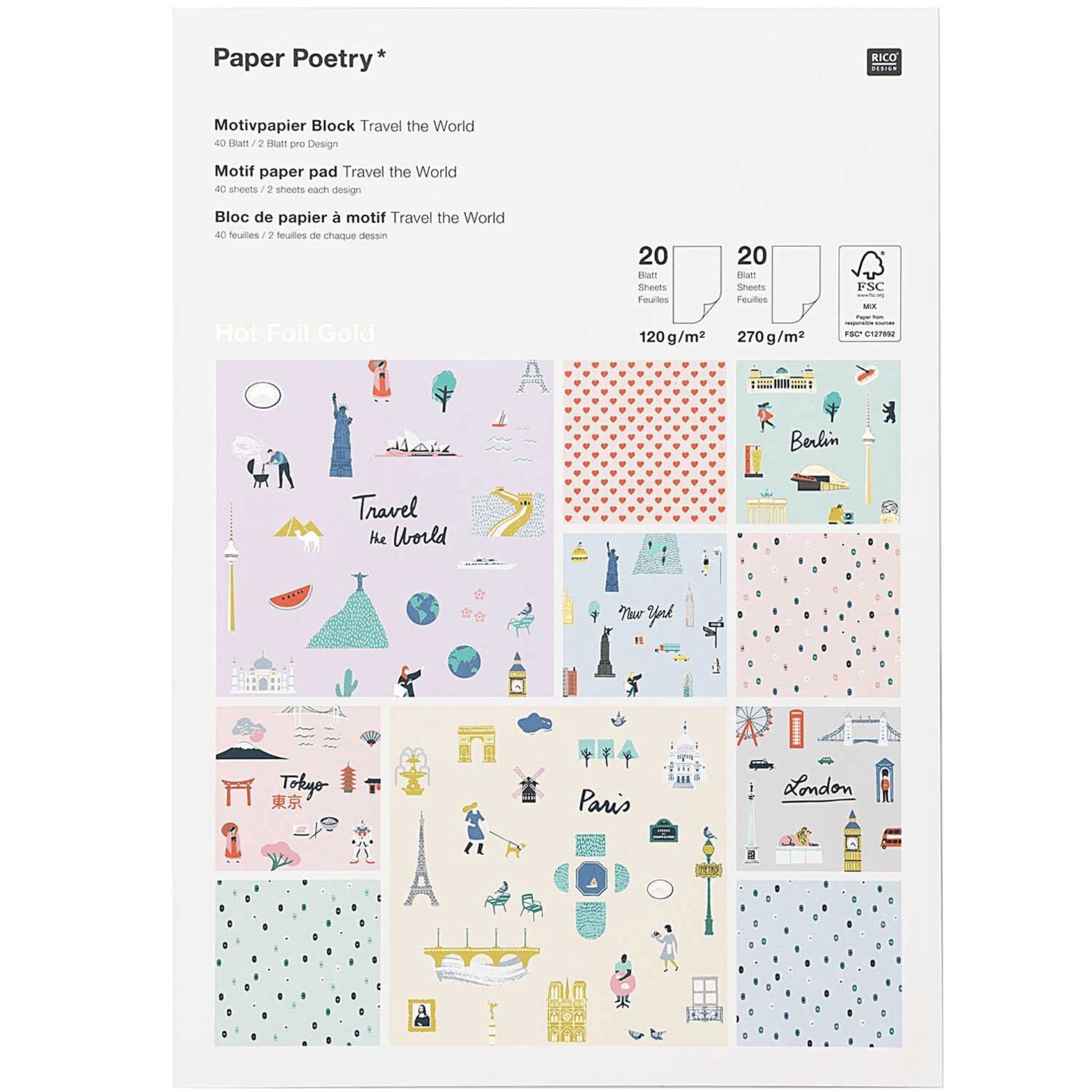 Rico Design DIY Paper Lovers Pad - Travel The World
