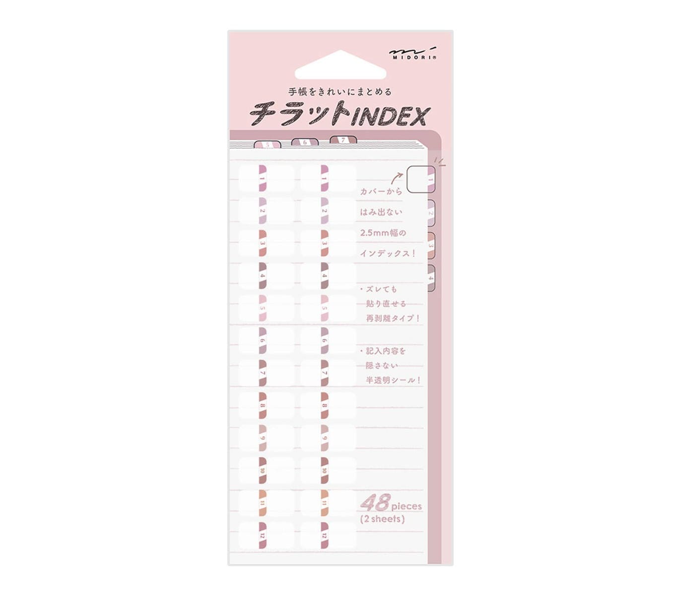 Midori Pink Index Midori Stickers Numbers