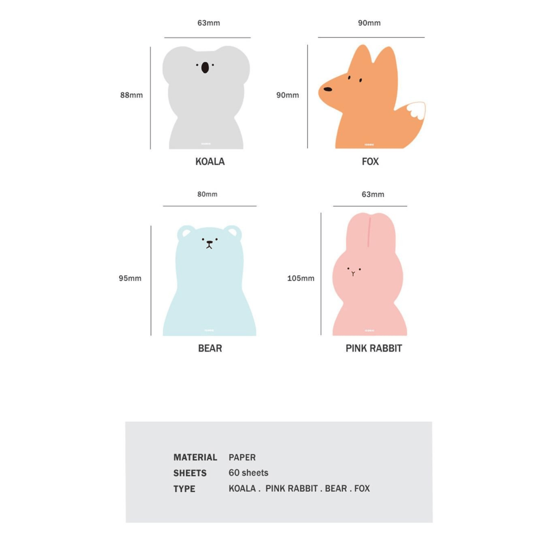 Iconic Notes Animal Memo - Bear