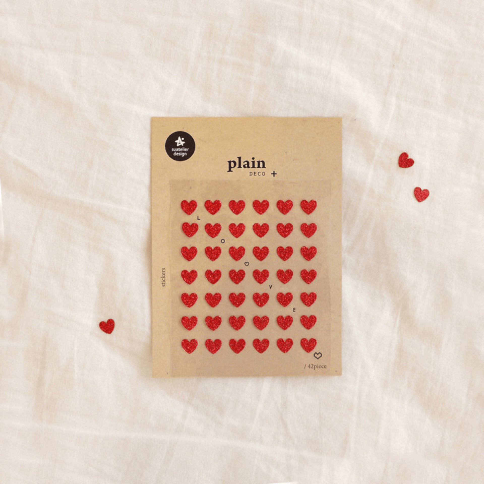 Suatelier Notes Glitter Heart Stickers Plain Deco - 14