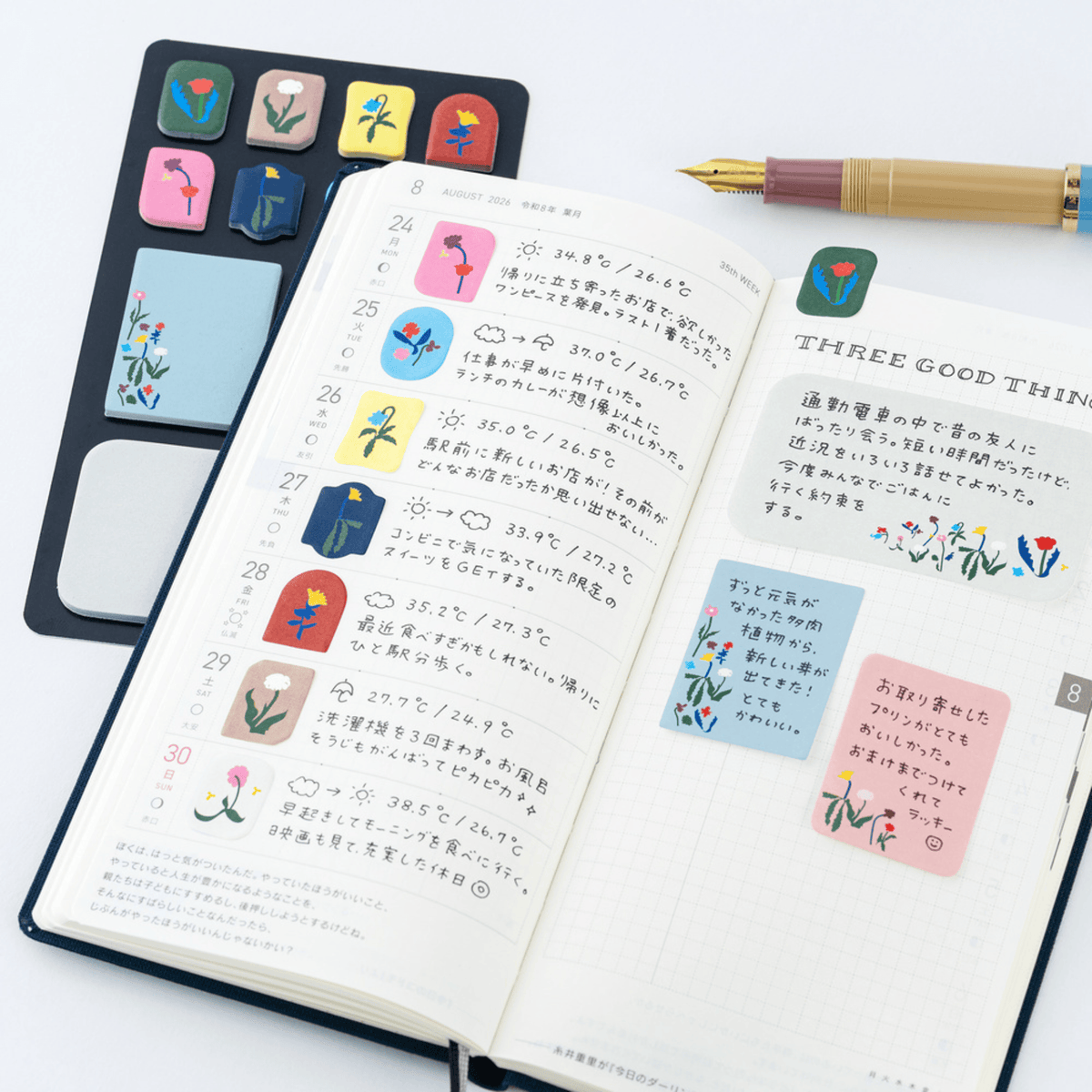 Hobonichi Notes Hobonichi Accessories: Yoshie Watanabe: Sticky Notes (Petit Bloom)