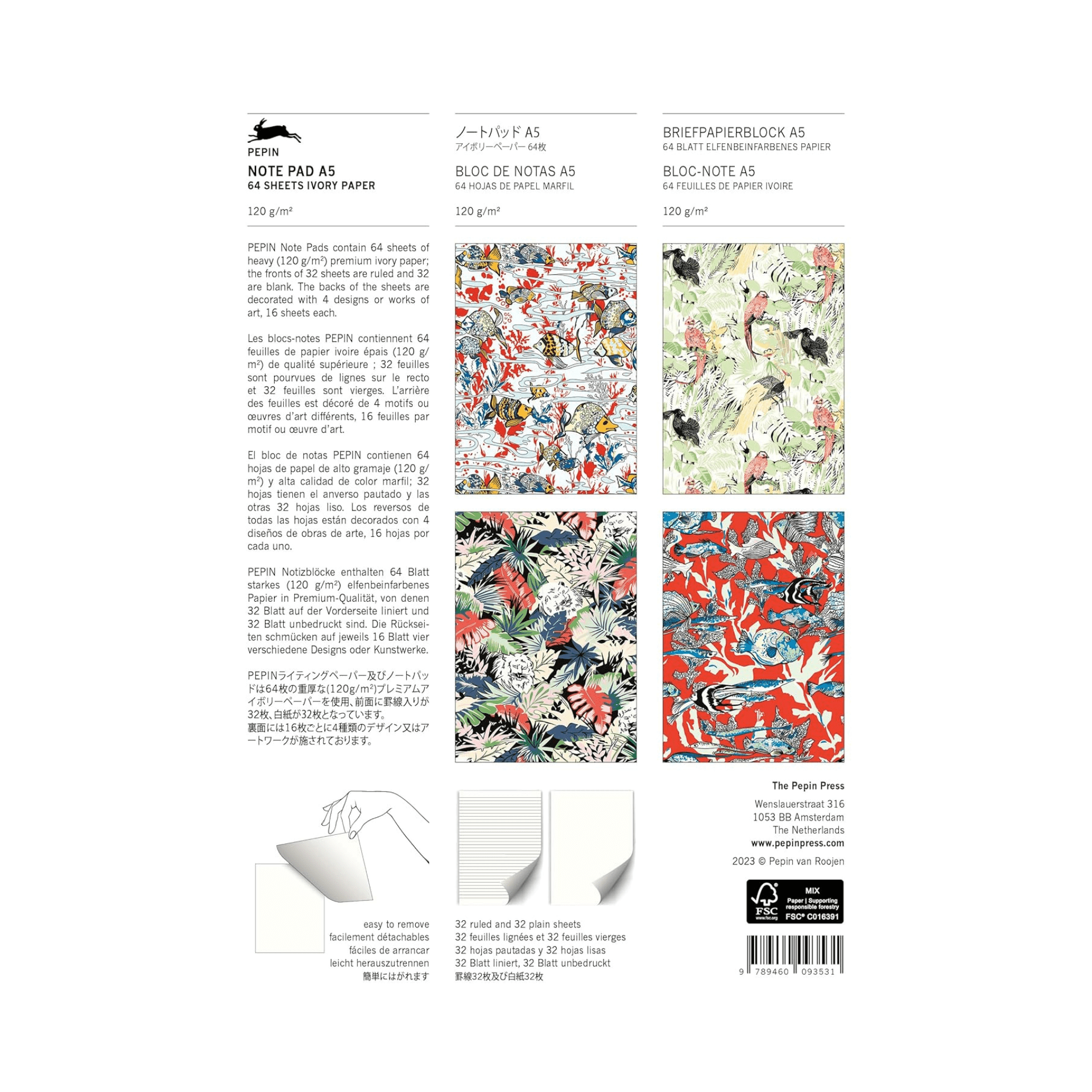 Pepin Press Notes Note Pad A5 - Fanciful Nature