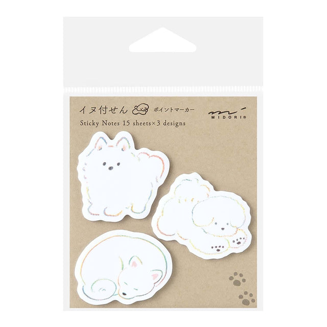 Midori Notes Sticky Notes Point White Dog