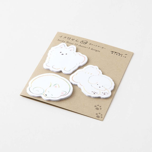 Midori Notes Sticky Notes Point White Dog