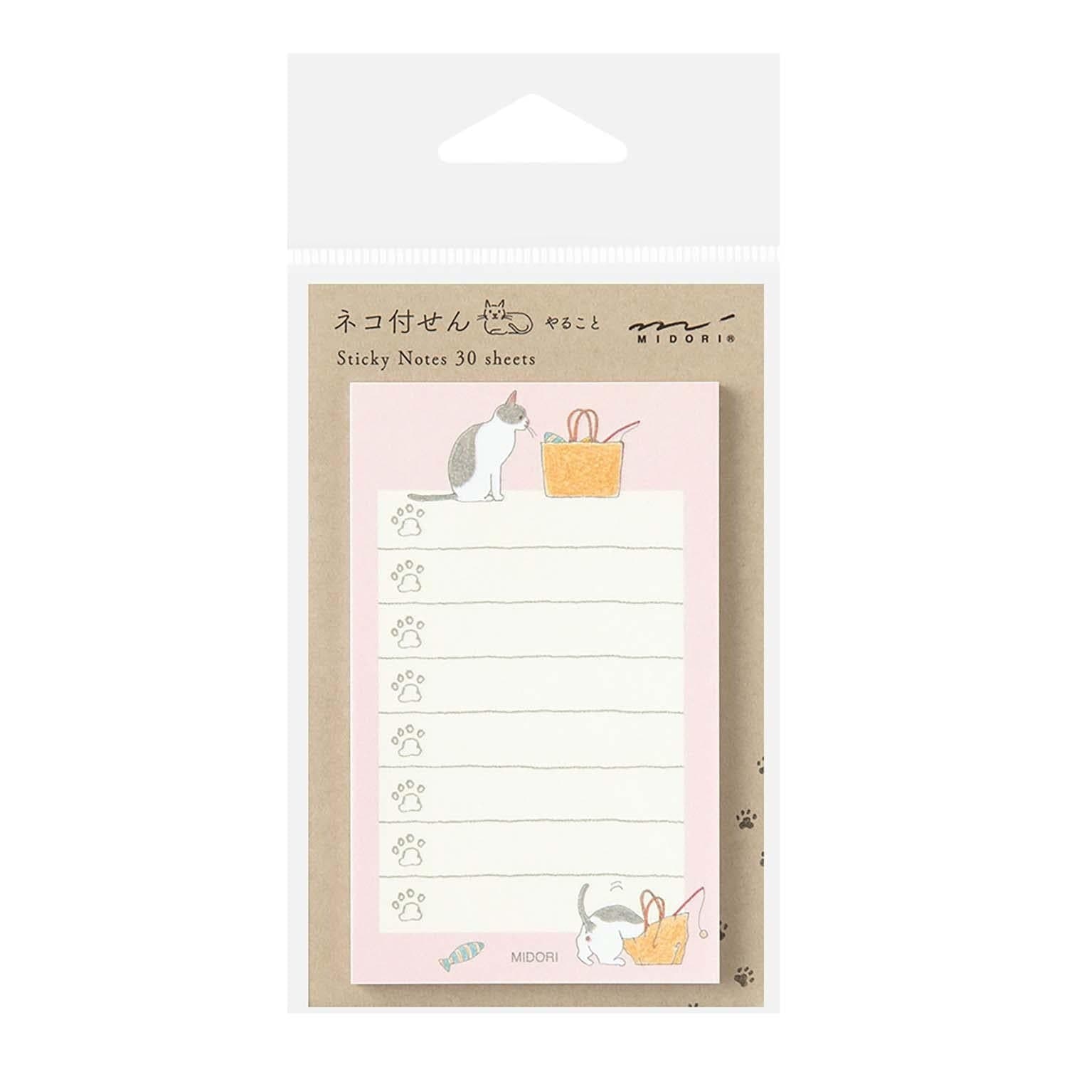Midori Notes Sticky Notes To Do Cat Pink