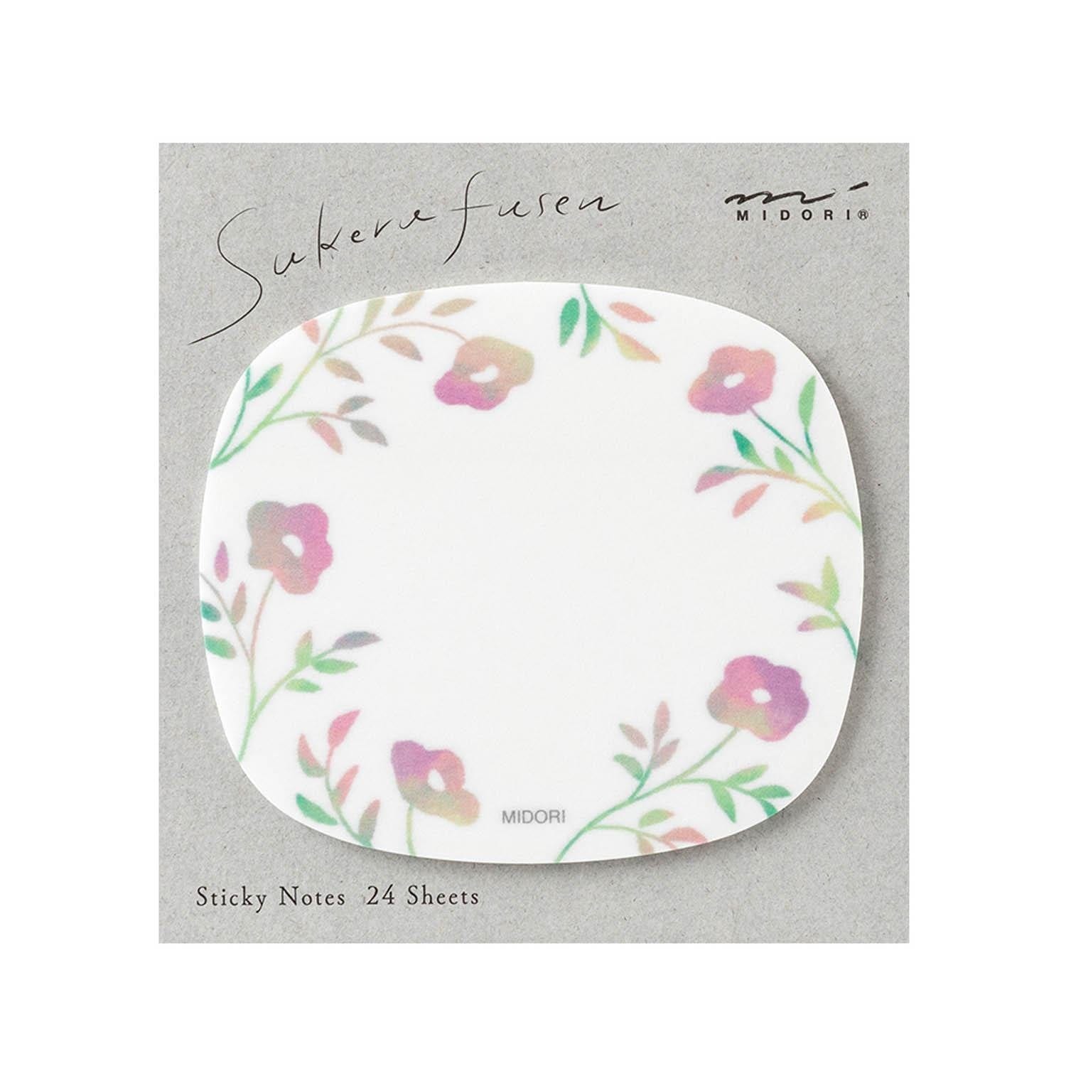 Midori Notes Sticky Notes Transparency Flowers Pink