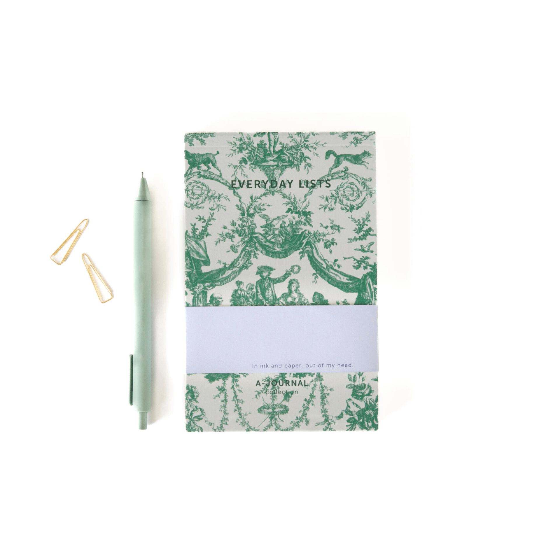 A-Journal Notes To Do List Bloc Toile de Jouy Green
