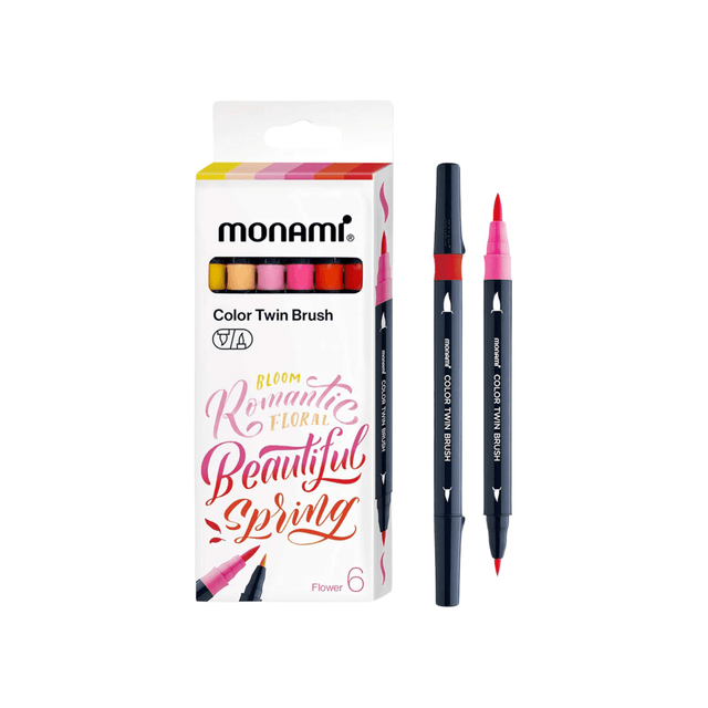 Monami Penne Color Twin Brush Pen Set - Flower