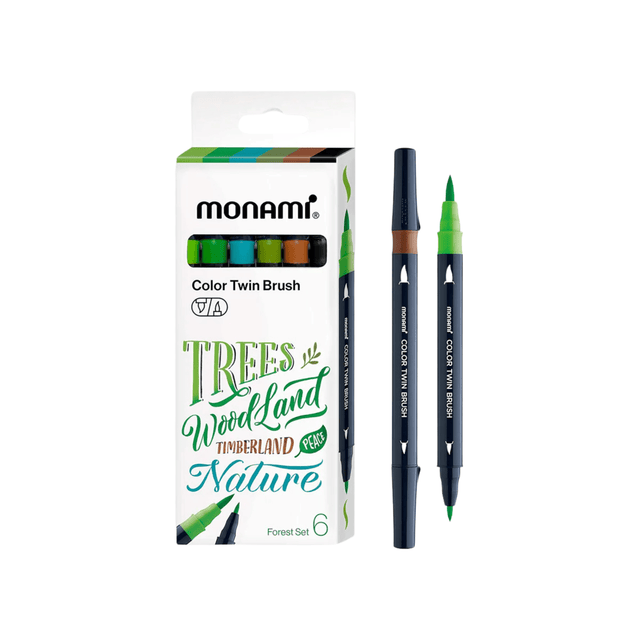 Monami Penne Color Twin Brush Pen Set - Forest